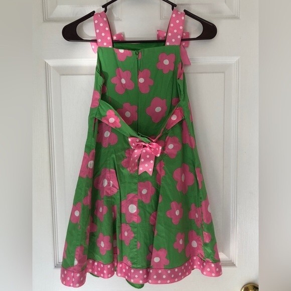 Bonnie Jean Size 6X Polka Dot Bow Floral Twirl Dress - Picture 6 of 10